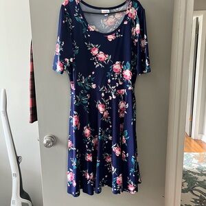 LuLaRoe Navy Floral Midi Dress